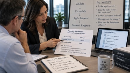 BCM professionals review supporting evidence before adjusting a calculated Recovery Time Objective
